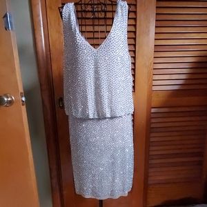 Cache beaded sleeveless dress